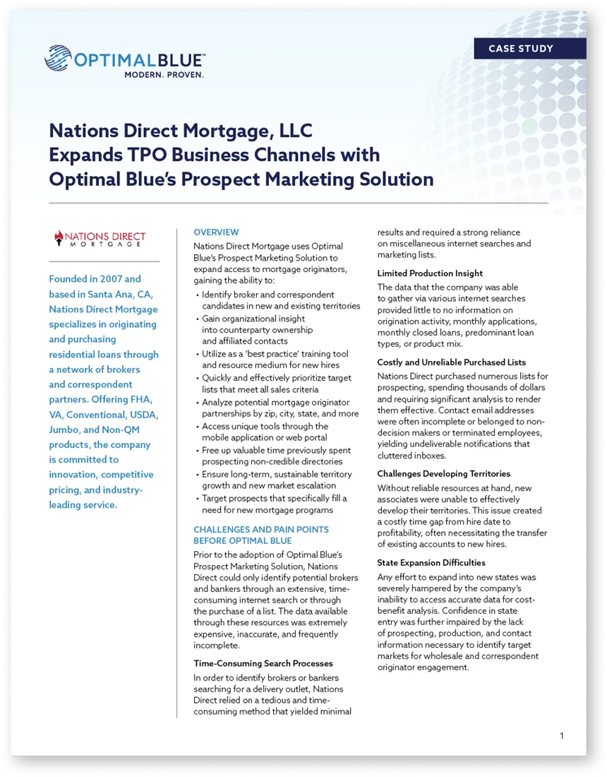 Nations Direct Expands TPO Business Channels