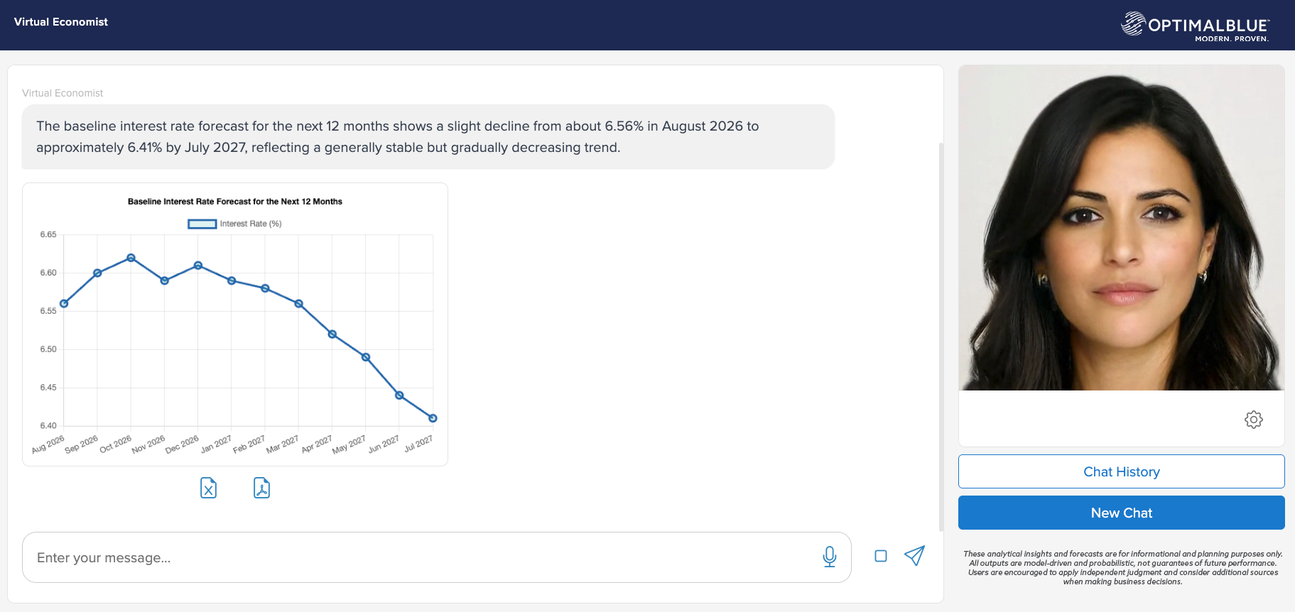 Virtual Economist platform interface
